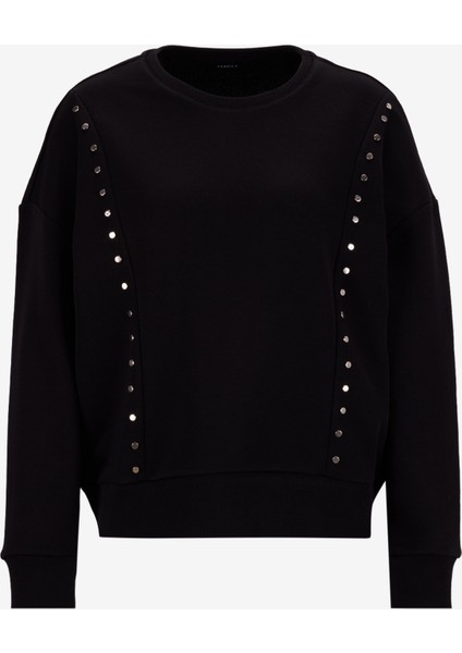 Bisiklet Yaka Taşlı Siyah Kadın Sweatshırt F5WL-SWT0038 fiyatları