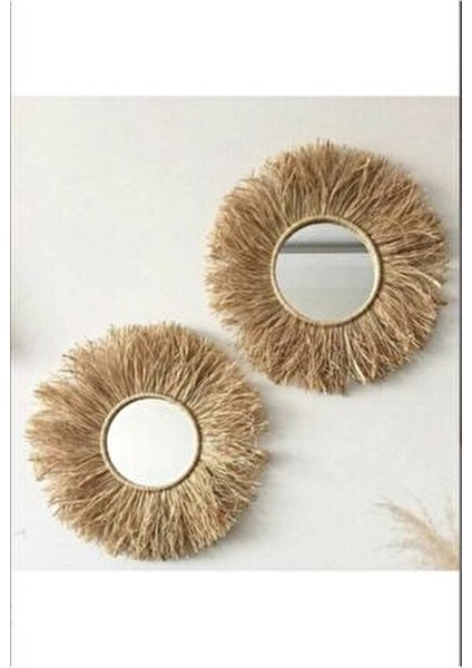 2'li Bohem Rafya Dekoratif Ayna Seti Ahşap Oval Şekil Buğulanmaz Özellikli fiyatları