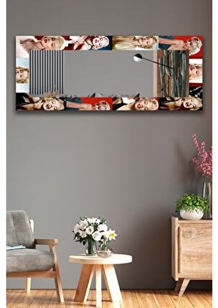 Renkli Marilyn Monroe Boy Aynası 150x60 cm MDF Çerçeve ile Dekoratif Tasarım fırsatları