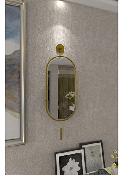MetaQuartz Serenity Gold Ayna Modern Tasarım Metal Malzeme Oval Şekil Dekoratif Ayna