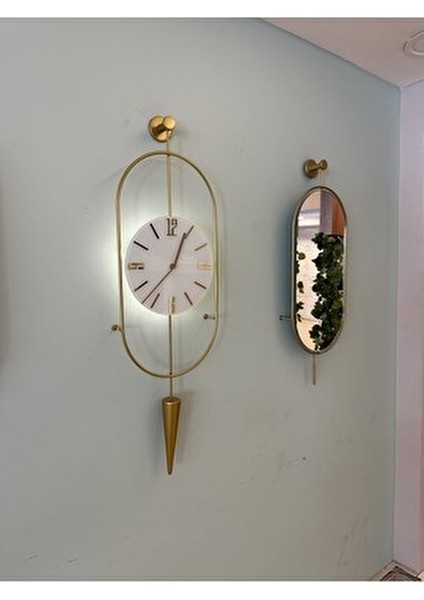 MetaQuartz Serenity Gold Ayna Modern Tasarım Metal Malzeme Oval Şekil Dekoratif Ayna