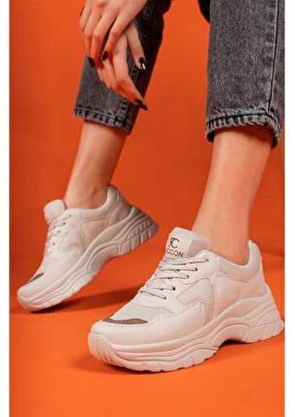 Kadın Sneaker Bej Vizon Düz Taban Ortapedik İç Taban 1.sınıf Malzeme