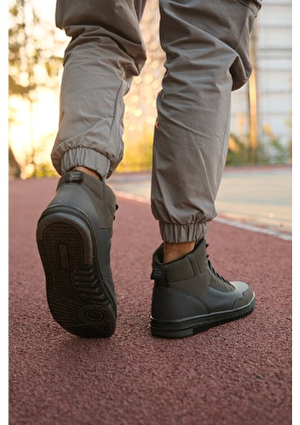 Gri Siyah Erkek Sneaker Bot Düz Taban Ortopedik İç Taban