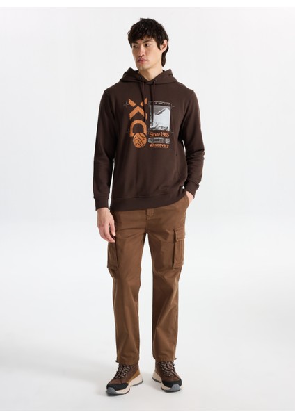 D5WM-PNT3848 Açık Kahve Düz Paça Relaxed Düz Erkek Kargo Pantolon