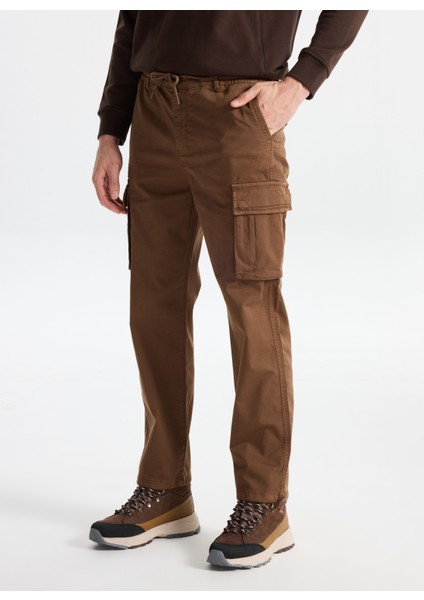 D5WM-PNT3848 Açık Kahve Düz Paça Relaxed Düz Erkek Kargo Pantolon modelleri