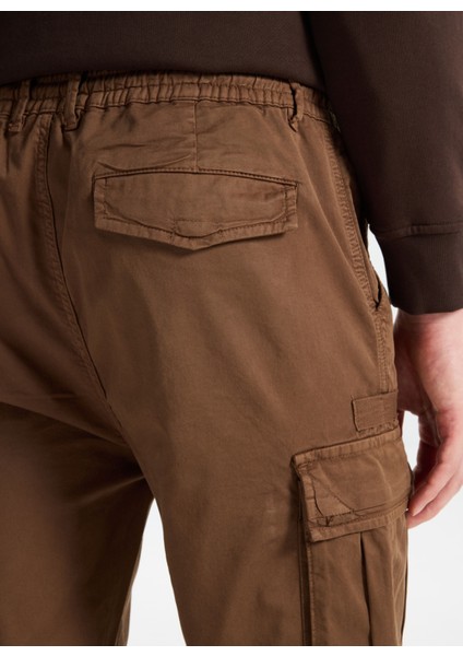 D5WM-PNT3848 Açık Kahve Düz Paça Relaxed Düz Erkek Kargo Pantolon