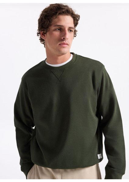 Bisiklet Yaka Koyu Yeşil Erkek Sweatshırt 12279677_JJGRADY Sweat Crew Neck