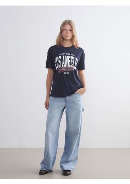 Yeni Sezon Bisiklet Yaka Los Angeles Baskılı Kadın Tişört fiyatları