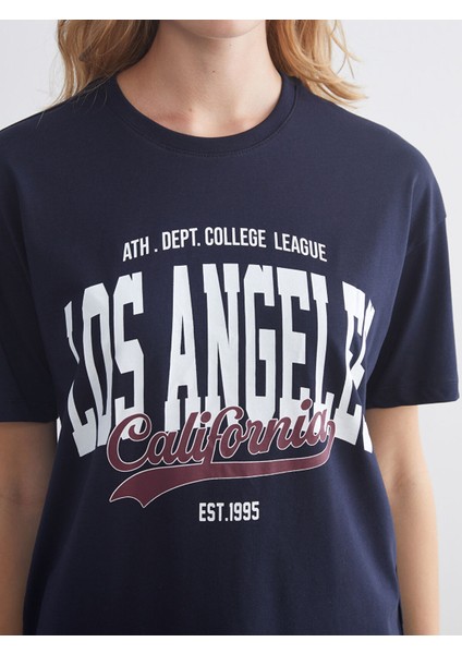 Yeni Sezon Bisiklet Yaka Los Angeles Baskılı Kadın Tişört modelleri
