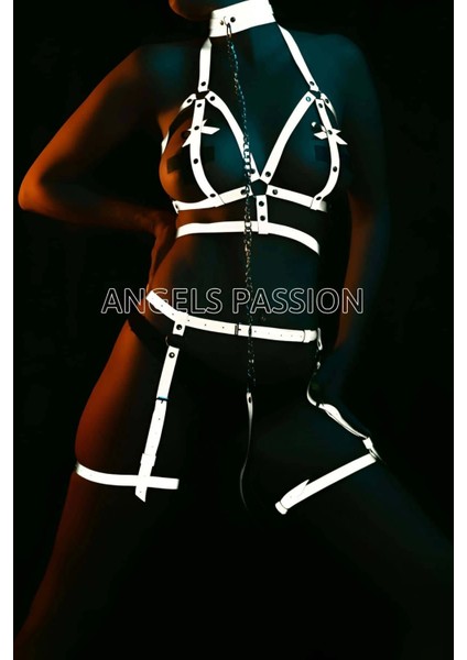 Karanlıkta Parlayan Seksi Reflektörlü Jartiyer Tasma Takım - APFT457