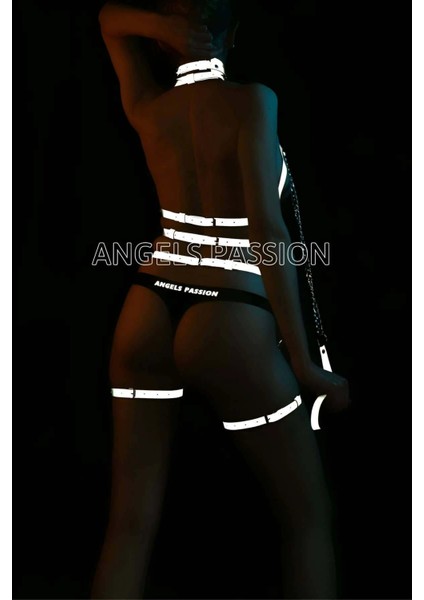 Karanlıkta Parlayan Seksi Reflektörlü Jartiyer Tasma Takım - APFT457 fiyatları