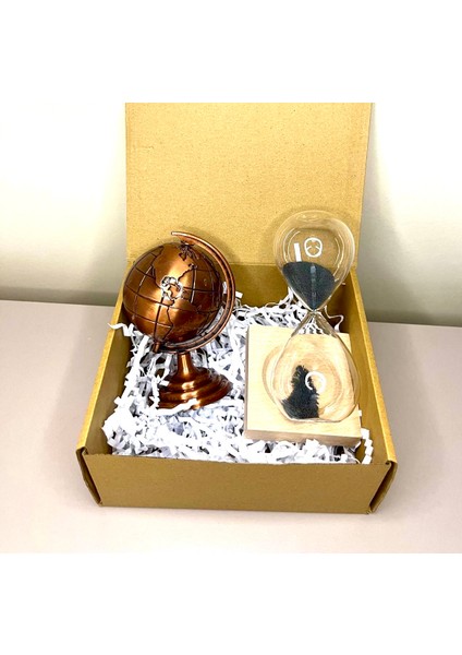 -Hediyelik Set-Premium Dünya Küresi ve Manyetik Kum Saati-Öğretmenler Günü Hediyesi-Ev Ofis Hediye modelleri