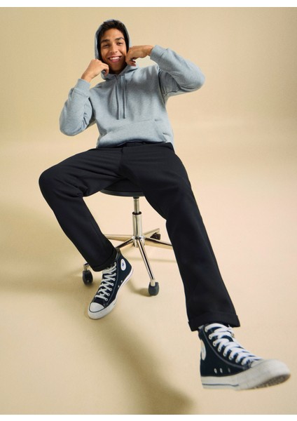 Bisiklet Yaka Düz Gri Melanj Erkek Sweatshırt PBF5WM-SWT 5056