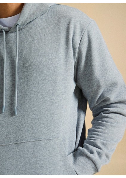 Bisiklet Yaka Düz Gri Melanj Erkek Sweatshırt PBF5WM-SWT 5056