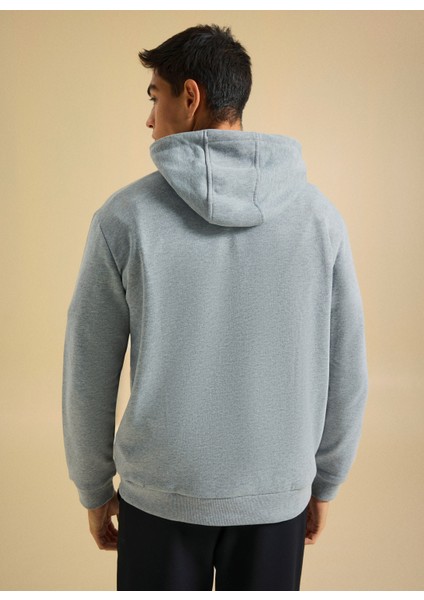 Bisiklet Yaka Düz Gri Melanj Erkek Sweatshırt PBF5WM-SWT 5056