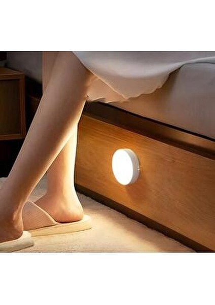 DMRGROUP Hareket Sensörlü USB Şarjlı Beyaz LED Işık Karanlıkta Aktif Kullanım İçin 8.3 cm