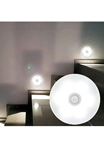 DMRGROUP Hareket Sensörlü USB Şarjlı Beyaz LED Işık Karanlıkta Aktif Kullanım İçin 8.3 cm