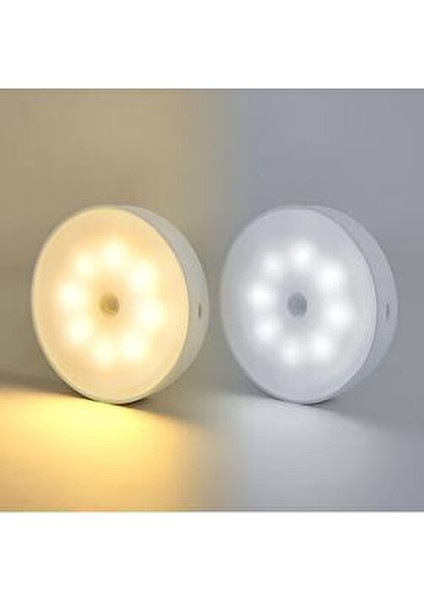 DMRGROUP Hareket Sensörlü USB Şarjlı Beyaz LED Işık Karanlıkta Aktif Kullanım İçin 8.3 cm