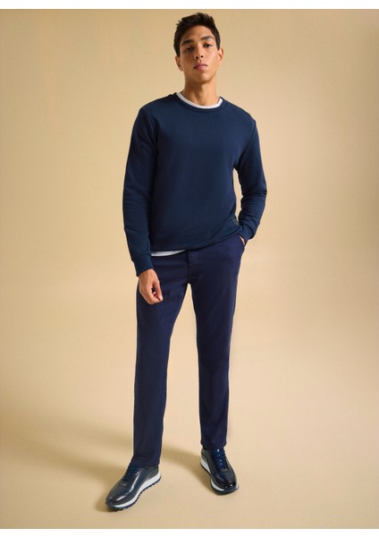 Bisiklet Yaka Düz Lacivert Erkek Sweatshırt PBF5WM-SWT 5055 fırsatları