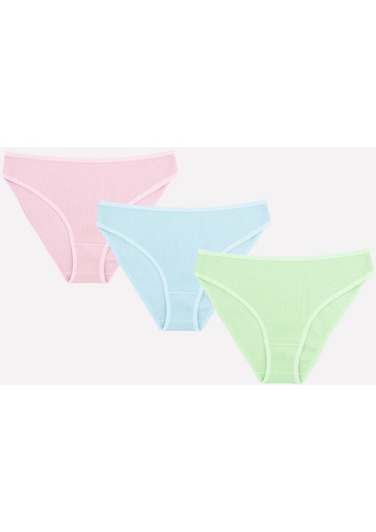 Mavi Yeşil Pembe 3lü Fitilli Külot