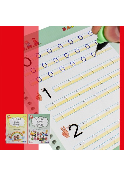 Okul Öncesi Eğitici Kitap Seti: Sihirli Yazı ve Sayı Kitabı (2'li Set) - 3-5 Yaş İçin
