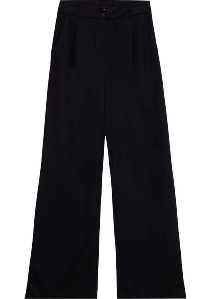 Standart Bel Relaxed Siyah Kadın Pantolon PBF5WL-PNT9523