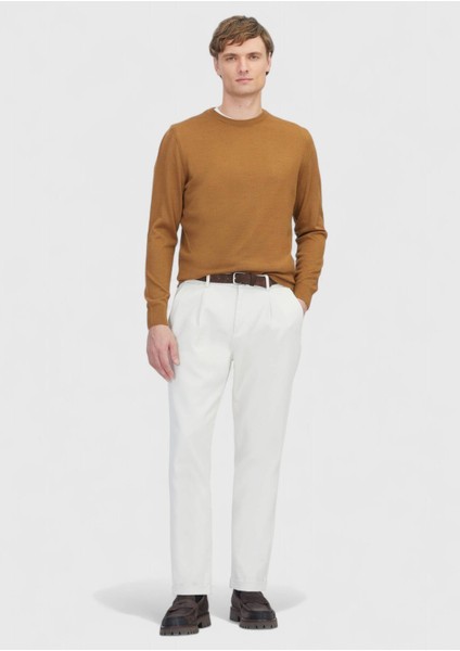 Deve Tüyü Bisiklet Yaka Düz Örgü Yün Karışımlı Triko Kazak fiyatları