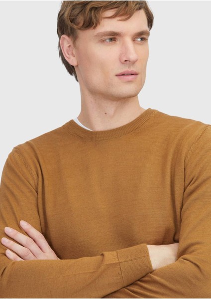 Deve Tüyü Bisiklet Yaka Düz Örgü Yün Karışımlı Triko Kazak modelleri