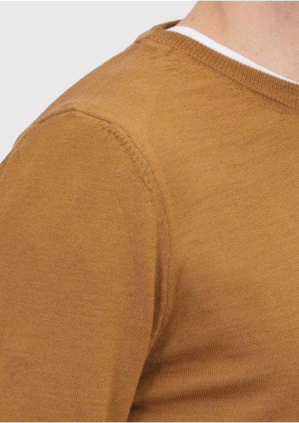 Deve Tüyü Bisiklet Yaka Düz Örgü Yün Karışımlı Triko Kazak fırsatları