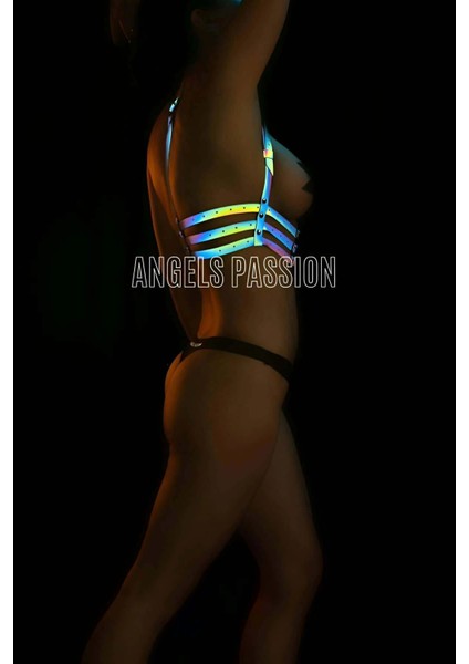 Renkli Yansıma Yapan Seksi ve Şık Harness Büstiyer - APFT178 modelleri