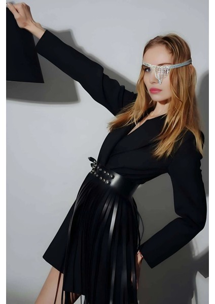 Elbise ve Ceket Üzeri Ayarlanabilir Püsküllü Şık Deri Korse Kemer Etek - APFT637 modelleri