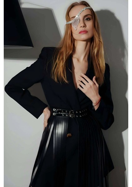 Elbise ve Ceket Üzeri Ayarlanabilir Püsküllü Şık Deri Korse Kemer Etek - APFT637 fırsatları