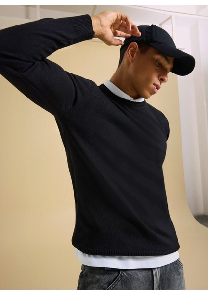 Polo Yaka Relaxed Düz Siyah Erkek Kazak PBF5WM-KZK 5049 fiyatları