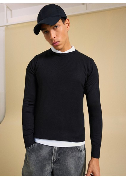 Polo Yaka Relaxed Düz Siyah Erkek Kazak PBF5WM-KZK 5049 fırsatları