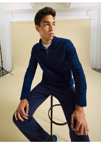 Bisiklet Yaka Düz Lacivert Erkek Sweatshırt PBF5WM-SWT 5054 fiyatları