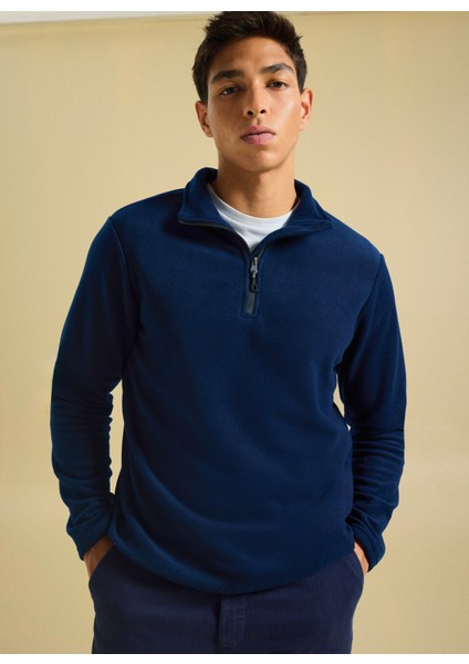 Bisiklet Yaka Düz Lacivert Erkek Sweatshırt PBF5WM-SWT 5054 modelleri