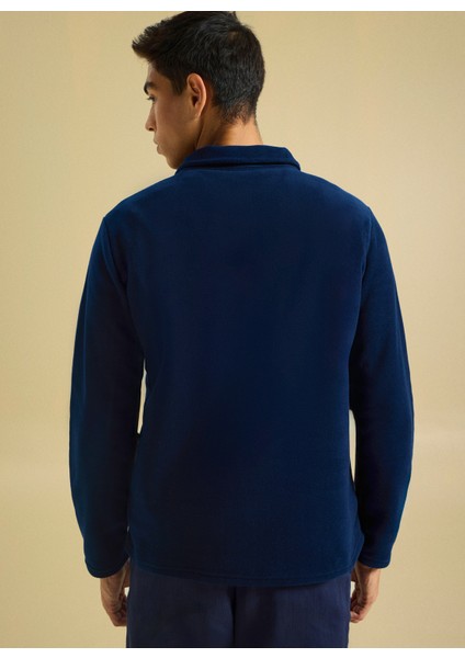 Bisiklet Yaka Düz Lacivert Erkek Sweatshırt PBF5WM-SWT 5054