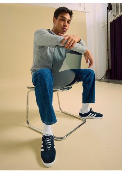 Polo Yaka Relaxed Düz Gri Melanj Erkek Kazak PBF5WM-KZK 5049 fiyatları