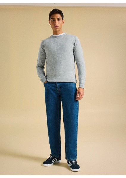 Polo Yaka Relaxed Düz Gri Melanj Erkek Kazak PBF5WM-KZK 5049 indirimleri