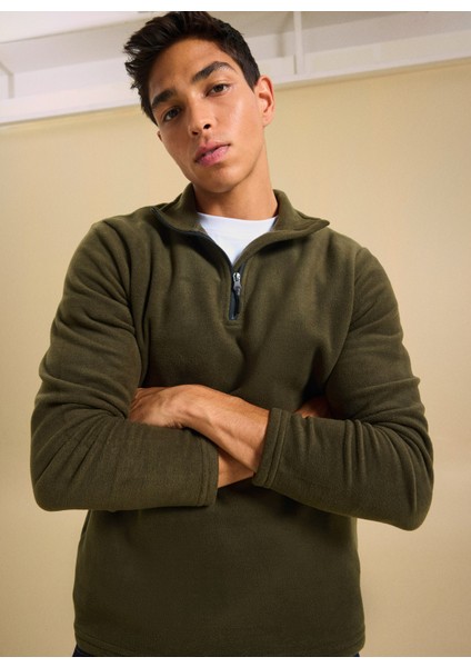 Bisiklet Yaka Düz Haki Erkek Sweatshırt PBF5WM-SWT 5054 fırsatları