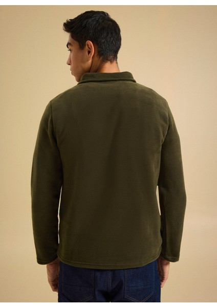 Bisiklet Yaka Düz Haki Erkek Sweatshırt PBF5WM-SWT 5054