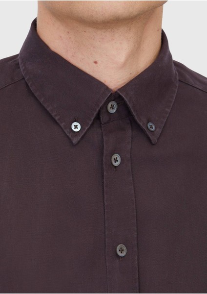 Mürdüm Düz Dokuma Casual Gömlek indirimleri