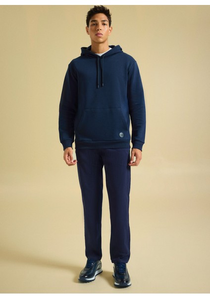 Bisiklet Yaka Düz Lacivert Erkek Sweatshırt PBF5WM-SWT 5056