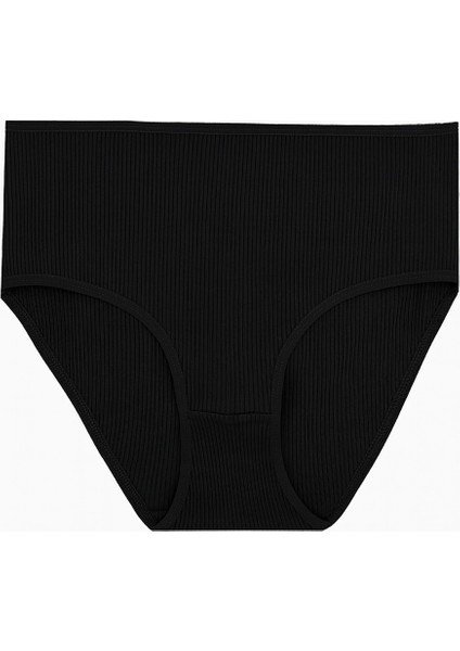 Somon Ekru Siyah 3lü Fitilli Yüksel Bel Külot fırsatları