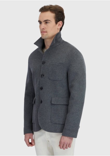 Antrasit Regular Fit Yün Karışımlı Spor Ceket modelleri