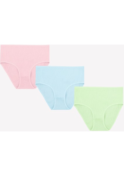 Mavi Yeşil Pembe 3lü Fitilli Yüksel Bel Külot