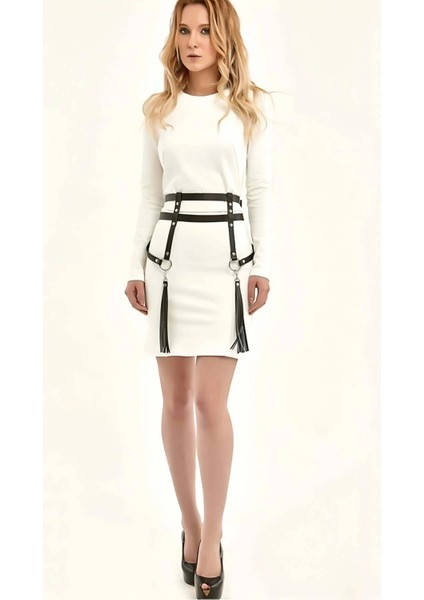 Çift Sıra Belden Bağlanan Ayarlanabilir Püsküllü Deri - APFT645 fiyatları