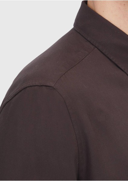 Kahverengi Düz Dokuma Casual Gömlek fırsatları