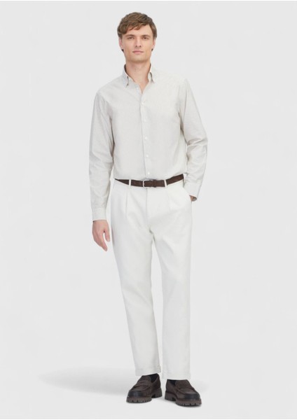 Hardal Çizgili Casual Fit Dokuma Casual %100 Pamuk Gömlek fiyatları