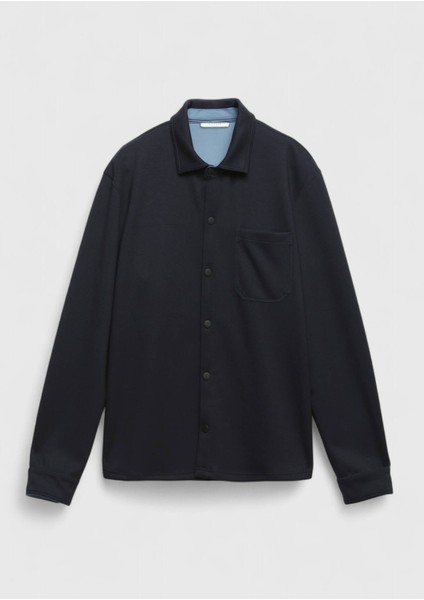 Lacivert Polo Yaka Düz Sweatshırt